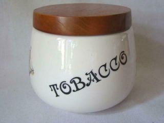 Vintage Whitecross Italy Tobacco Tabac Lidded Porcelain Jar Sailing Ship Humidor