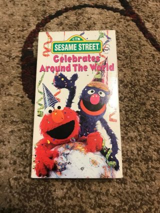 Sesame Street - Celebrates Around The World (vhs,  1996) Rare Vintage Elmo Htf