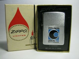 Zippo Lighter With Box 1972 Pipeliners Union 798