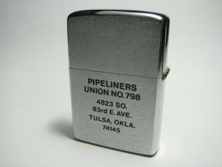 Zippo Lighter with Box 1972 Pipeliners Union 798 3