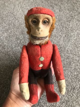 Antique Schuco Yes No 8” Bellhop Monkey 1930 Chatters Bit Worn