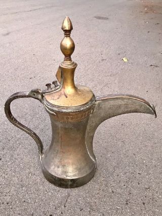 Large 48cm Antique 19” Dallah Coffee Pot Oman Nizwa Tinned Copper Brass Islamic 3