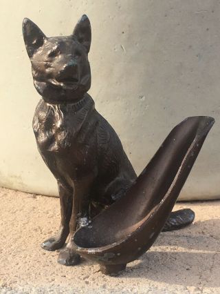 Vintage German Shepherd Dog Figurine Pipe Holder Rest Stand Tobacco Metal Rare
