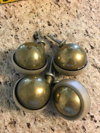 4 Vintage Shepherd Brass Casters Wheels Balls