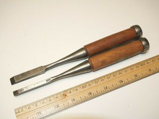 Old Japanese Tools Vintage Firmer Chisels 1/4 " & 7/16 "