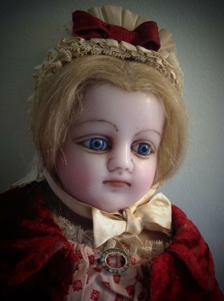 Antique English Poured Wax Doll 22 Inches,  Lovely Face,  C1860 - 70