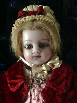 antique English poured wax doll 22 inches,  lovely face,  c1860 - 70 2