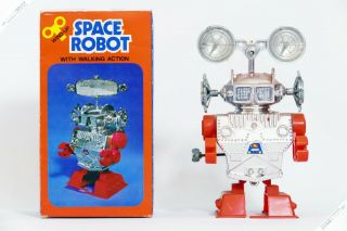 Horikawa Yonezawa Space Robot Radar Tin Japan Hong Kong Wind - Up Vintage Toy