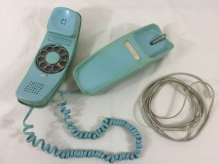 Vtg Aqua Trimline Rotary Phone Western Electric
