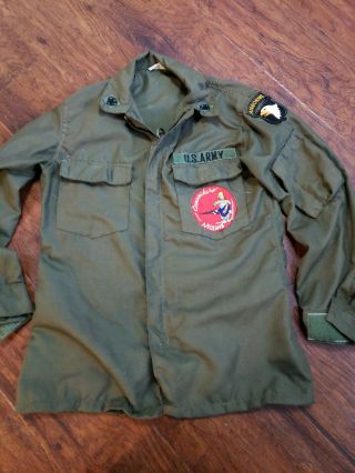 Shirt Army Aviation Crew Member W Patches Aviator Jacket Vtg Small Regular