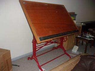 Antique Cast Iron Dietzgen Drafting Table