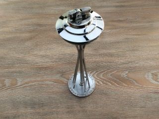 Vintage 1962 Seattle Space Needle Tower 10 1/2 " Chrome Table Cigarette Lighter