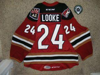Tucson Roadrunners AHL 24 Jens Looke 17/18 Red Game Worn Jersey w/set tag & LOA 2