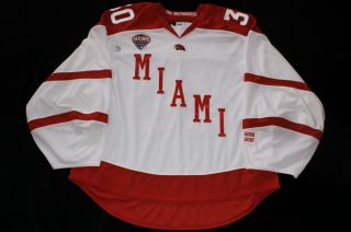 Miami Ohio Redhawks 30 Chase Monroe Game Worn/used Hockey Jersey Nchc