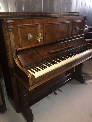 Very Special Art Case German Kaps Antique Walnut Piano Restored