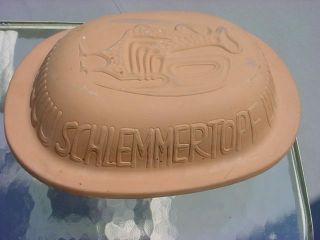 Vtg Schlemmertopf Terra Cotta Rooster Baker W Germany Scheurich Keramik 838
