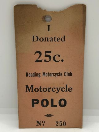 Vintage 1930’s Rmc Reading Motorcycle Club Polo Ticket Henderson X Harley Indian