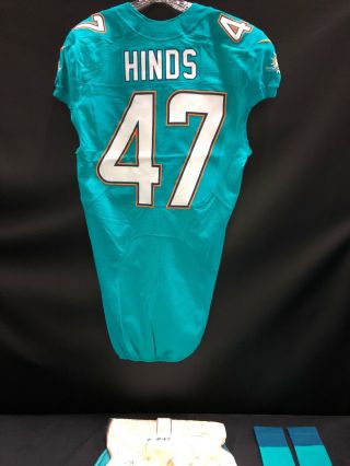 47 Miami Dolphins David Hinds Game Jersey Full Set W/pants & Socks Fau