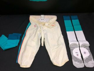 47 MIAMI DOLPHINS DAVID HINDS GAME JERSEY FULL SET W/PANTS & SOCKS FAU 2