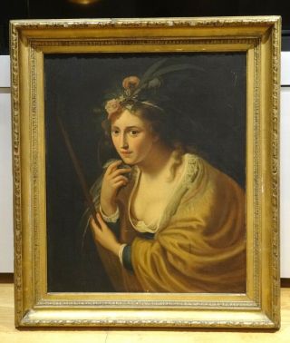 Large 17th 18th Century Dutch Old Master Portrait Shepherdess Antique Painting 3