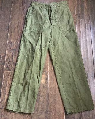 Vintage Vietnam Era Us Army Trousers Cotton Santeen Og - 107 Type 1 Size 30x31