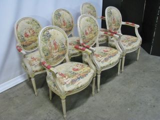 1960 ' s Set of 6 Vintage Baker Furniture French Louis XVI Style Armchairs 2