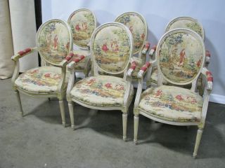 1960 ' s Set of 6 Vintage Baker Furniture French Louis XVI Style Armchairs 3