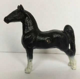 Vintage Art Smithy Cast Iron Horse Coin Bank Black/white