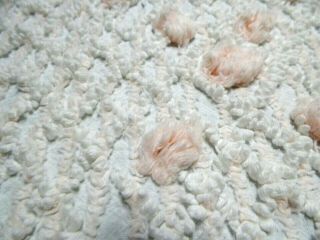 Vintage Cabin Craft Pink/white Chenille Bedspread Quilting Craft Fabric A 1642