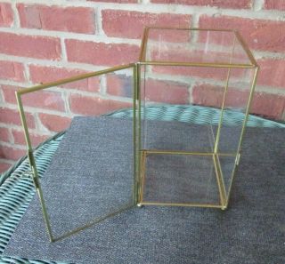 Vtg Glass And Brass Table Top Display Cabinet 8 1/4 " Tall 4 3/4 " Wide 5 " Deep