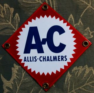 Vintage Allis - Chalmers Porcelain Sign 4 " X 4 " Bright & Glossy