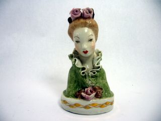 Vintage Cordey Lady Figurine Bust 5001 Pink Roses Brown Eyes