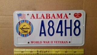 License Plate,  Alabama,  World War Ii Veteran,  American Campaign,  A 84 H8