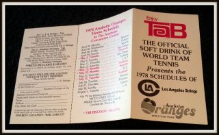 1978 Anaheim Oranges & Los Angeles Strings World Team Tennis Pocket Schedule