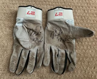 Mike Trout Game 2019 Batting Gloves Pair Game Worn Signed Auto Angels
