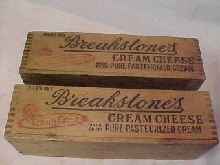 2 Vintage Wooden Cheese Crate Breakstone’s Cream Cheese York Farm Dairy