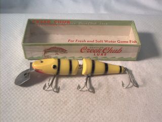 Vintage Fishing Lure Creek Chub Jointed Pikie Tiger Stripe Thick Te Dd W/ Box