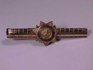Vintage Chips California Highway Patrol Tie Bar Gold Gf Police Badge Hickok Box