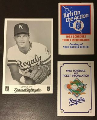 Kansas City Royals Hof George Brett Picture Card 1983 & 1985 Pocket Schedules