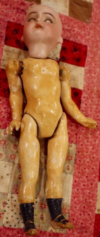 Antique 9 " German Bisque Simon Halbig Doll W/tiny Body