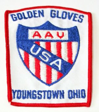 Large Vtg Aau Amateur Golden Gloves Boxing 1960s Cloth Youngstown Ohio Patch
