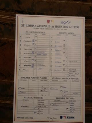 St.  Louis Cardinals 5 - 28 - 02 Game Lineup Card Albert Pujols 47th Career Hr