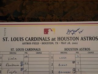 St.  Louis Cardinals 5 - 28 - 02 Game Lineup Card Albert Pujols 47th Career HR 3