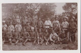Ww1 - 1914 Bulgarian Military Heavy Armed Assault Squad Vintage Orig Photo /56198