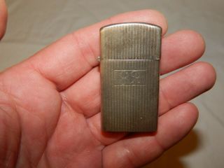 Vintage Slim Sterling Silver Pinstriped Zippo Lighter.  100 Orig