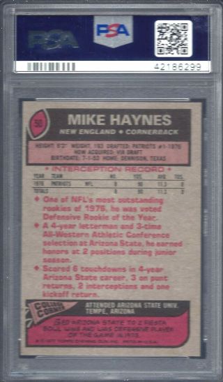1977 TOPPS FOOTBALL MIKE HAYNES ALL - PRO 50 PSA 9 (6299) centered rookie 2