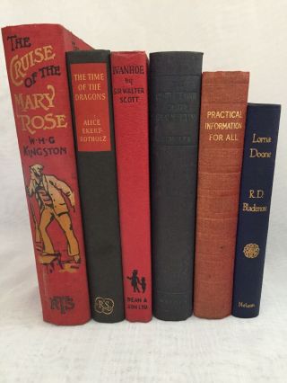 Colourful Rare Vintage Decorative Book Bundle Collectable Old Books Reds Gc X 6