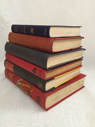 Colourful Rare Vintage Decorative Book Bundle Collectable Old Books Reds GC X 6 3