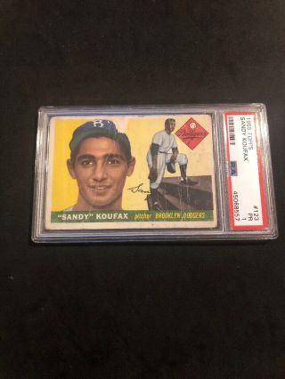Psa 1 1955 Topps 123 Sandy Koufax Rookie Brooklyn Dodgers Bv $1,  500