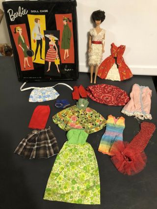 Vintage 1960’s Brunette Bubble Cut Barbie Plus Case & Clothes
